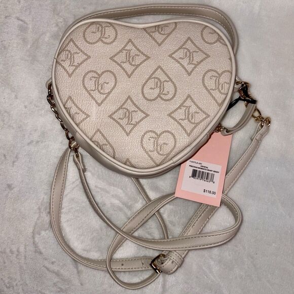 Juicy Couture Crystal Precious Moments Heart Crossbody In Cream Ivory Gold NWT - Picture 3 of 9
